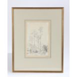 R Gibb, (19th Century British school) pencil sketch of trees by a stream, 16cm x 24cm