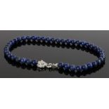 Lapis lazuli panther head necklace, with a panther head clasp