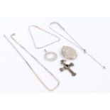 Silver jewellery, to include cross, necklace, locket, pendant, two bracelets, 30g (6)Rubbing to