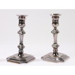 Pair of silver plated candlesticks, 19cm high, (2)