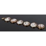 19th Century cameo bracelet, with six classical carved panel, 17cm long