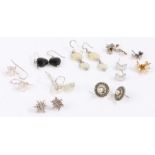 Ten pairs of silver earrings (20)No visible condition issues