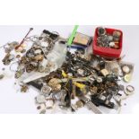 Collection of wristwatch parts and cases, (qty)