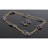 Lapis lazuli and silver gilt necklace and earrings