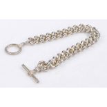 Silver chain link bracelet, with T shaped clasp, 17cm long, 31.1gNo visible condition issues