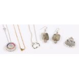 Silver jewellery, to include necklaces, handbag form pendant, earrings, 22.6 (qty)Paste set