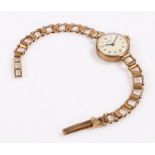 Bentina 9 carat ladies gold wristwatch, with 9 carat gold strap