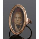 Sir Walter Scott interest, a 19th Century portrait miniature ring of Scottish Novelist, Poet,