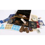 Collection of coins, stamps and jewellery