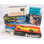 Modern tinplate toys, to include Chinese great flying boat, Hungarian Jaguar E-type, Kovap Czech