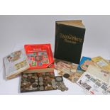 Colleciton of stamps and coins, to include some pre 1947 coins, etc, (qty)