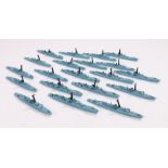 Triang Minic 1:1200 scale model ships, five M.793 H.M.S. Blackpool, three M.792 H.M.S. Torquay, five
