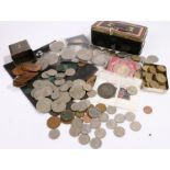 Collection of coins, to include a Ludwig II Funf Mark 1875, Crowns, Pennies, etc, (qty)