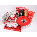 Coca-Cola interest, a collection of trays and storage boxes, 500 piece puzzle, a glass straw