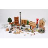 Collection of dolls house pieces, to include shop pieces and outside pieces, (qty)