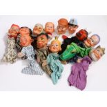 German Kasperle theatre puppets, circa 1962, to include king, queen, witch, devil and crocodile,