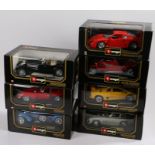 Bburago die cast metal 1/18 scale model cars, consisting of Ferrari F40 (1987), Mercedes Benz