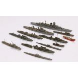 Collection of Wiking Modelbau and similar waterline model ships in metal and plastic, to include
