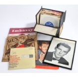 Russ Conway Framed Photograph, bearing signature together with 78s and 7" singles. Artists to