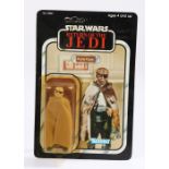 Kenner Prune Face, Star Wars, Return of the Jedi, upon a 79 unpunched card back