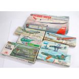 Collection of plane model kits, including Airfix, Hasegawa, and Frog (7)