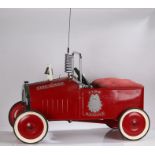 Pedal fire chief car, with bell and aerial to the bonnetZip tie to the front left axle, surface