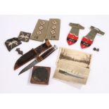 Military objects, to include a Seal of Court No.56, British Military Administration, cloth badges