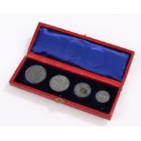 Edward VII Four Coin Maundy Set, 1902, housed within the leather clad case