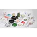 Collection of advertising interest ashtrays and jugs, to include Guinness, Silk Cut, Kingsway,
