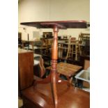 19th Century mahogany occasional table, the rectangular top above a turned column and arched legs