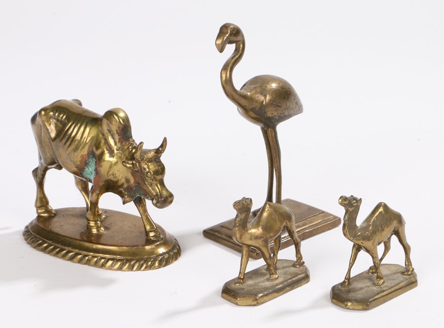 Indian gilt bronze, in the form of a bull, together with two camels and a bird, (4)The bull with