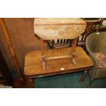 Arts and Crafts type drop leaf side table, together with a mahogany table, (2)