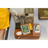 Collection of items, to include a Vaporizer boxed with conforming bottles, cigarette cards, Bakelite