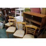 Furniture, to include a set of four chairs, bookcase, chest of drawers, chair and table, (8)
