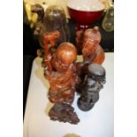 Collection of Oriental and African carved figures