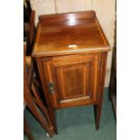 Edwardian mahogany pot cupboard, with boxwood stringing