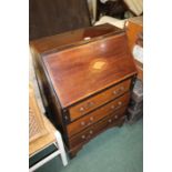 Edwardian mahogany bureau, with satinwood inlaid