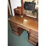 Edwardian mirror back dressing table with nine drawers to the kneehole
