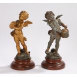 After L & F Moreau, a pair of late 19th Century French spelter figures titled "Enfant Au Tambour"