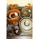 Stoneware to include Royal Doulton jug, four crock pots and covers, dishes etc. (qty)