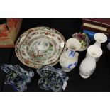 Ceramics and glass, to include a pair of Murano glass baskets, vases, plates, flowers