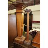 Edwardian mahogany pedestal, together with a stand with an ashtray to the top, (2)