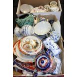 Collection of Chinese and Lille style porcelain, consisting of plates, cups, teapots, a damaged