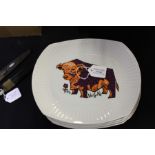 English Ironstone Pottery Ltd, Beefeater, a set of six plates each with colourful cattle, (6)