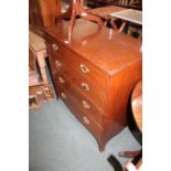 19th Century mahogany chest of drawers, with a rectangular top above four long drawers, 90cm