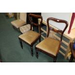 Pair of 19th Century rosewood side chairs, with arched balloon backs and a drop in seat, (2)