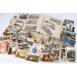 Postcard album containing comic and coastal cards, mostly Blackpool, collection of loose