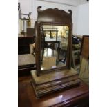 19th Century and later toilet mirror, with a rectangular mirror plate and three drawers to the