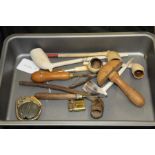 Collection of pipes, to include three clay, a meerschaum, a wood example, together with various