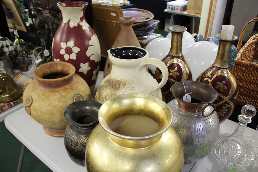 Collection of decorative vases, each of large size in various forms, (qty)